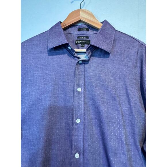 Neiman Marcus Mens Large Purple Trim Fit Button Up Shirt 17 34/35 * - Picture 8 of 13